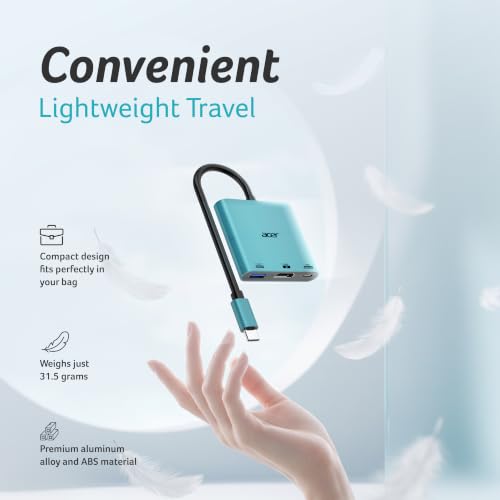 Image of Acer MultiLink 3-in-1 USB-C Hub | 4K HDMI @30Hz | USB 3.0 5Gbps Data Transfer | 100W USB-C Power Delivery Pass-Through | Plug & Play USB-C Adapter for MacBook, Windows Laptop, Tablet & Smartphone