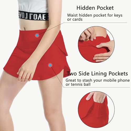 Girls' Tennis Skirts Skorts - Layered Golf Skort Athletic Sport Lacrosse Youth Clothes with Shorts 3 Pockets UPF50+4