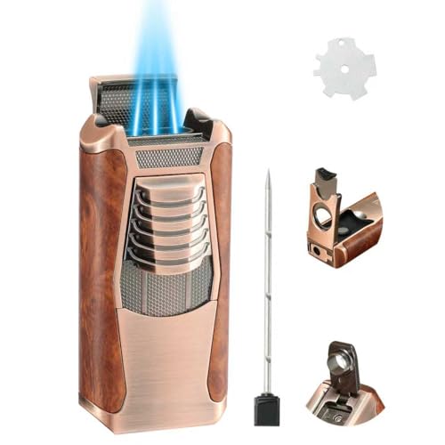 All in One 3 Jet Flame Butane Torch Lighter Built-in