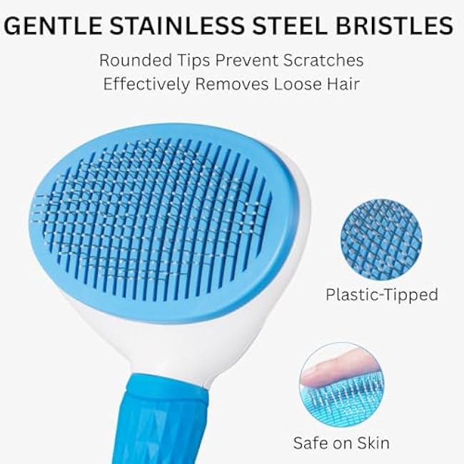 AIXINPET Cat & Dog Self Cleaning Slicker Brush - Easy to Remove Loose Fur, Harmless Deshedding Grooming Tool, Massaging Function - Suitable for Shedding & Furry Pets, like Rabbits and Ferrets-tUqqMLO3