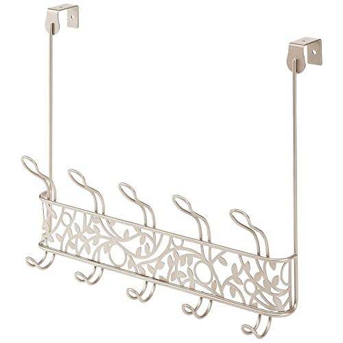 Mdesign Decorative Metal Over Door 10 Hook Storage Organizer Rack - To Hang Coats, Jackets, Hoodies, Hats, Scarves, Purses, Leashes, Bath Towels, Robes, Men's And Women's Clothing - Satin #TOP6