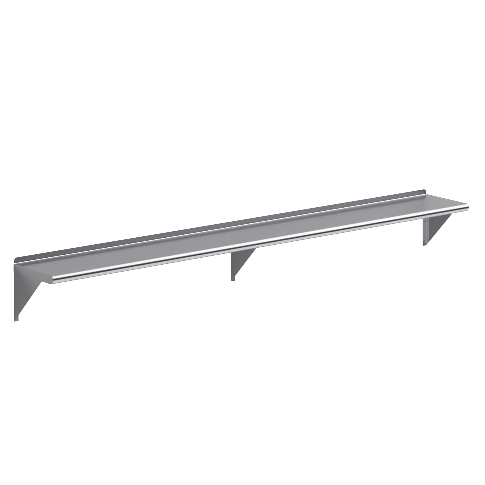 AmGood 12 in. x 96 in. Stainless Steel Wall Mount Shelf - NSF Certified, Commercial Grade, 18-Gauge - Holds up to 360 lbs - with Backsplash &amp; Bullnose Edge for Kitchen, Restaurant, Garage