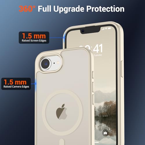 Image of SUPFINE Magnetic for iPhone 17e Case /iPhone 16e Case (Compatible with MagSafe)(Military Grade Drop Protection) Slim Translucent Matte Shockproof with Anti-Fingerprint Phone Case,Antique White
