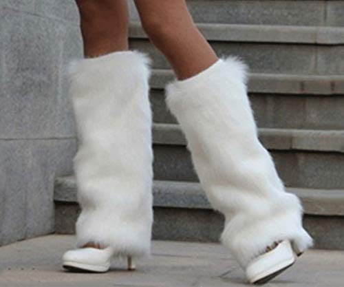 Acrylic Long Leg Warmer With Faux Fur Legwarmers For Women(White) #TOP3