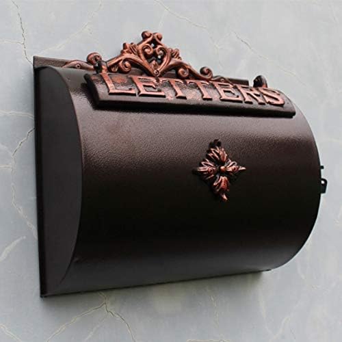 HBJWOV European Garden Home Cast Aluminum Crafts Wall-Mounted Letter Box Mailbox Iron Villa Decoration