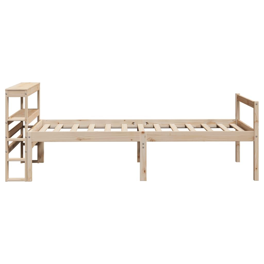 Massivholz Kiefer Seniorengerecht 75x190 cm Braun | Seniorenbett mit Kopfteil 75x190 Massivholz Kiefer Betten für Senioren mit Stauraum und Lattenrost Pflegebett Höhe 44 cm