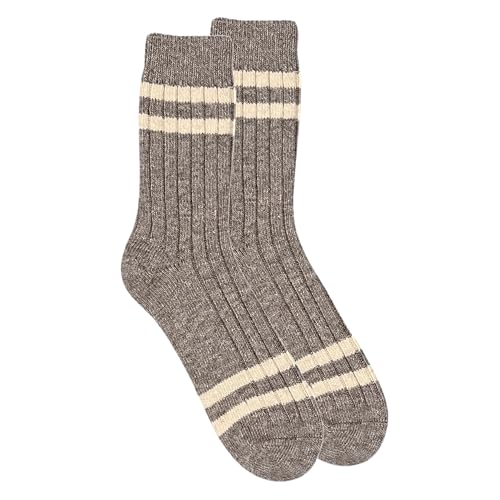 Merino 92% Wool Socks for Men & Women, Large Size (10-13.5 US), Made in Mongolia, Cozy & Soft Hiking Socks, Bed Socks for Quality Warmth, Classic Thick Socks, Comfortable & Stylish, 2 Pairs3