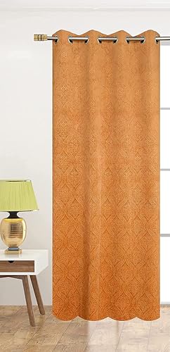 Image of Window Curtain 5 Feet Long for Living Room - Window Curtain Set of 1 Pcs Panel, Velvet Blackout & Stylish Parda for Home Decor & Office 4 Feet X 5 Feet (48 Inch X 60 Inch) - 1 Pcs Golden Colour