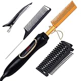 Hot Comb Electric Hot Comb Hair Straightener Ceramic Electric Hair Straightening Comb Curling Iron...