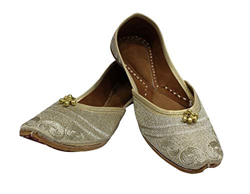 Stop n Style Gold Punjabi Jutti for Ladies Shoes Handmade Ethnic Mojari Traditional2