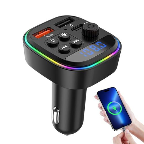 Bajbumgn Émetteur FM Voiture | Adaptateur Radio Auto avec Lecteur Musique | Chargeur USB et Lecteur MP3 pour Véhicules, Camping-Cars, Berlines et Camions