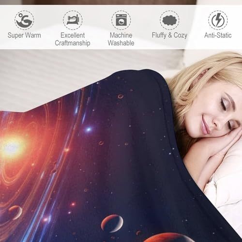 Couverture polaire douce flannel Planète 140x180 cm pour canapé