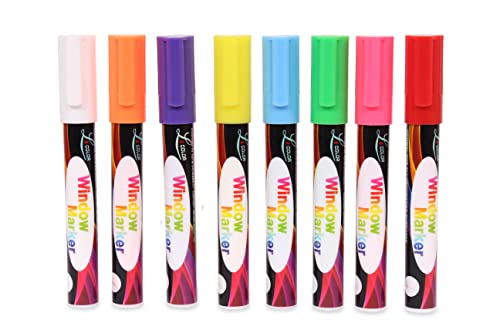 Image of StarDotHash® 8 Colors Chalk Markers for Chalkboard, Whiteboard, Glass, Windows and Fabric Labels, 6mm Erasable Chalk Pens with Reversible Tip for Non-Porous Surfaces,
