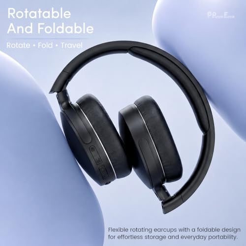 Image of PunnkFunnk BeatXtra Wireless Stereo Bluetooth Headphones V5.3, Over Ear Foldable Headset with 40mm Drivers, Soft Cushioned Ear Pads, Built-in Mic, AUX Input, 10M Wireless Range, Teen & Adults (Black)