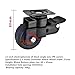 1 x 2.5-inch Silent Fixed/Universal/braked electrophoretic All-Black Single-axis TPE Caster Household Plastic Front Brake(Brake)