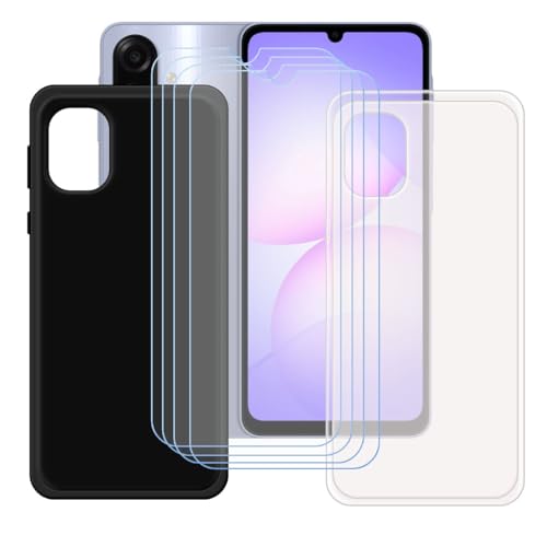 BMPNLSZ �K�p Samsung Galaxy A07 4G�p+[4�_�Z�b�g]HD�����K���X�V���J�Q���V�F��TPU�ی�o�b�N�V�F���ėp�u���b�N+�������V�F��-Samsung Galaxy A07 4G�p�X�N���C�u�h�~�ی�J�o�[(6,7")