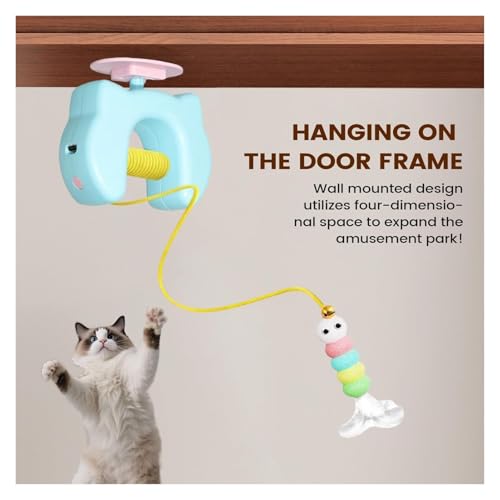 Générique Automatisches Katzenspielzeug- Hochziehspielzeug mit interaktivem springendem Spielzeug, kann an der Wand für Katzen im Innenbereich angebracht werden-3