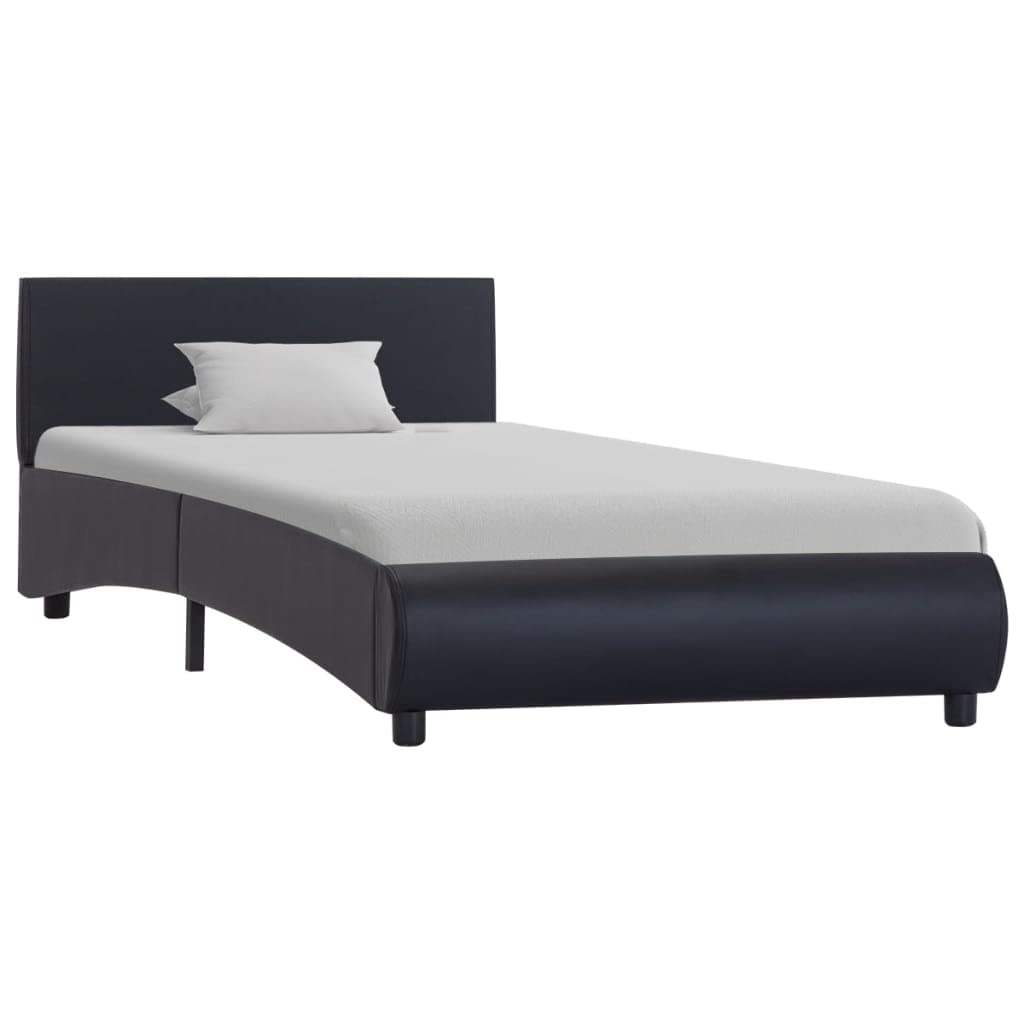 vidaXL - Betten & Bettgestelle - Bettgestell mit LED Schwarz Kunstleder 90 x 200 cm