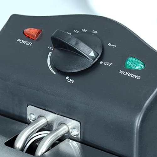 Quest 35140 3 Litre Stainless Steel Deep Fat Fryer / 130-190°C Adjustable Temperature / Lid Cover / Easy Clean Removable Oil Container / 2000W / Ideal For Fried Chicken, Chips & More
