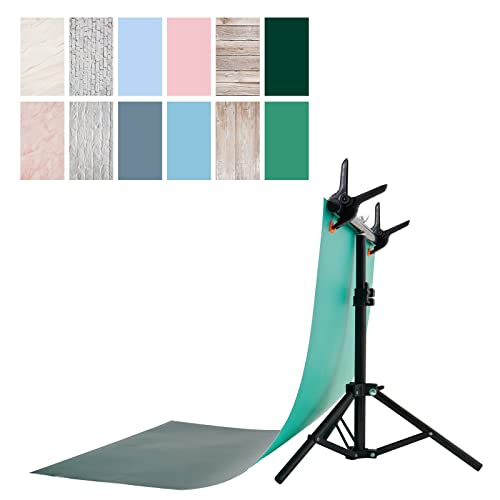 Image of 6PCS 12Patterns Photography Background Paper with T-Shape Backdrop Stand Waterproof Wood Food Photo Double Sided 22X35 in, BEIYANG