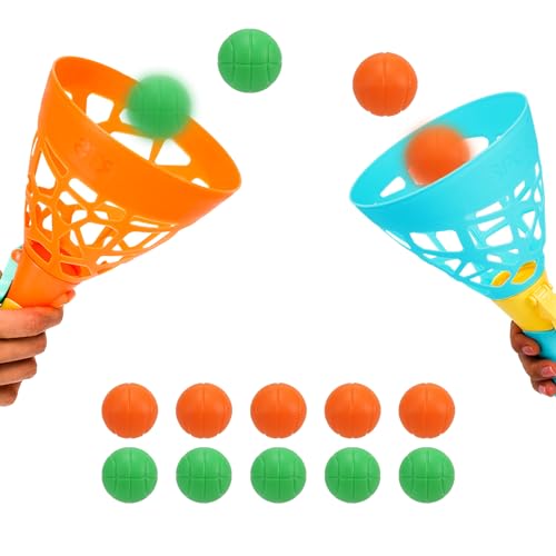 Outdoor Indoor Games Activities for Kids, Pop and Catch Ball Family Games with 2 Launcher Baskets and 10 Balls, Basket Stuffers Birthday Party Gifts Toys for Kids Ages 3 4 5 6 7 8 12+ Years Old