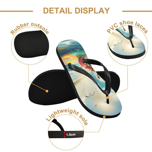 Burbuja Crab on A Surf Board Flip Flops for Women Men, Soft Thong Sandals Rubber Slippers for Pool Beach Essentials3