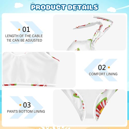 Exnundod Red and White Striped Circus Girls Swimsuit Bathing Suit Two Piece Bikini Sets Swimwear 3-12T4