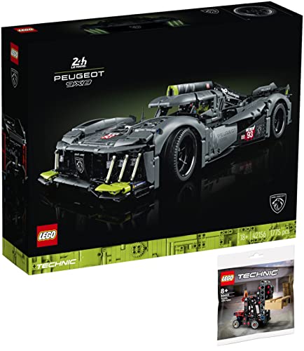 LEGO Technic 2er Set: 42156 Peugeot 9X8 24H Le Mans Hybrid Hypercar & 30655 Gabelstapler mit Palette