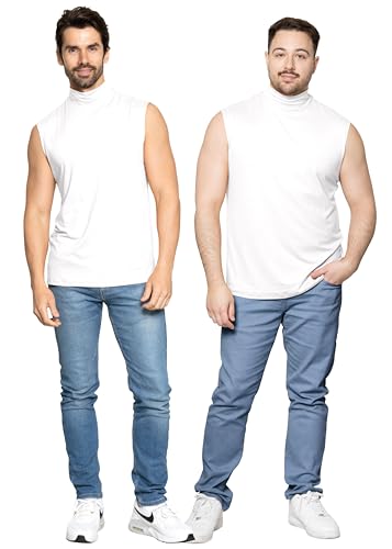 STRETCH IS COMFORT Men’s Oh So Soft Luxe Mock Neck Turtleneck Sleeveless and Short Sleeve Shirt Casual Pullover Top | S-5X2