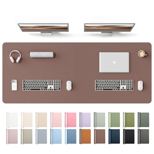 Image of YSAGi Leather Desk Protector, Office Mat, Large Mouse Mat, Non-Slip PU Leather Blotter, Laptop Desk Mat, Waterproof Writing Pad for Office and Home(Chocolate, 63 inch x 24 inch)