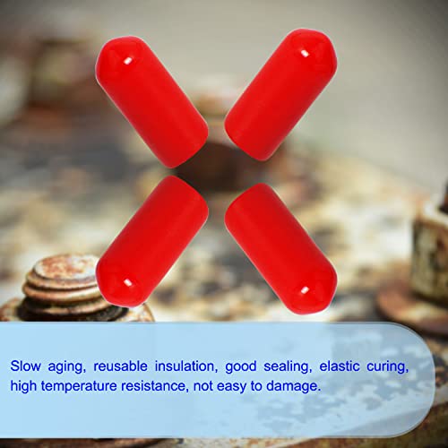 Image of Rubber Round End Cap Cover 0.39 Inch (10mm) Screw Thread Protectors PVC Flexible Tubing Pipe Protective Bolt Screw Thread Protector Safety Cover | for Pipe Post Tubing Rod Cover 100 Pcs (Red)