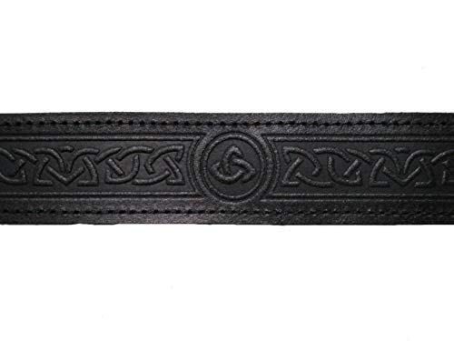 AAR Leather Celtic Design Kilt Belt Black & Brown With Chrome Finish Buckle Scottish Highland3