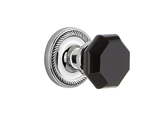 Nostalgic Warehouse 723578 Rope Rosette Double Dummy Waldorf Black Door Knob in Polished Brass