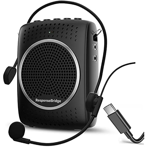 ResponseBridge Voice Amplifier Adjustable Microphone Headset, 8W Original Sound Portable Microphone and Speaker, USB-C Rechargeable Personal Mini Pa System for Teachers Classroom Yoga Gym Pastor Ect Cover