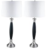 Milton Greens Stars A31117T-S Serenity Traditional Table Lamp with Wood Accent, 30-Inch, Set of 2