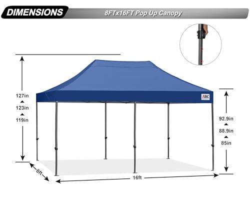 Image of ABCCANOPY Patio Pop Up Canopy Tent 8x16 Commercial-Series (Navy Blue)