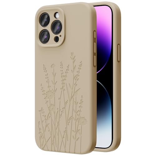 OAOA Engraved for iPhone 15 Pro Max Case, Milk Tea Flower - image 1