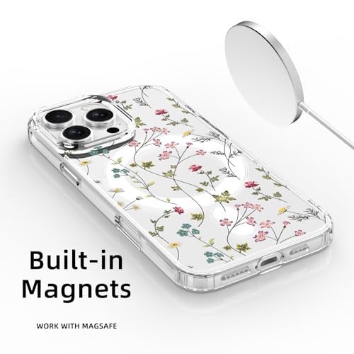 Coque iPhone 15 antichoc MagSafe avec motif fleurs rigide - 3