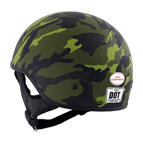 Hot Leathers Hld1049 Camo Matte' Matte Green Motorcycle Dot Approved Skull Cap Half Helmet For Men And Women Biker - Large #TOP6
