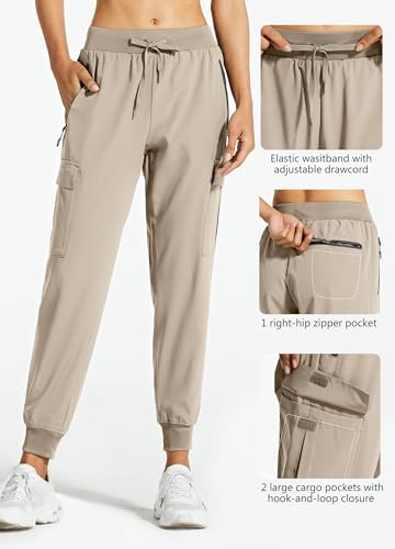 Image of Libin Women's Hiking Cargo Pants Quick Dry Joggers Petitle /Regular /Tall | Lightweight, UPF 50+, Water Resistant, Zipper Pockets for Athletic Running Travel Lounge Casual Outdoor Golf Safari Clothes