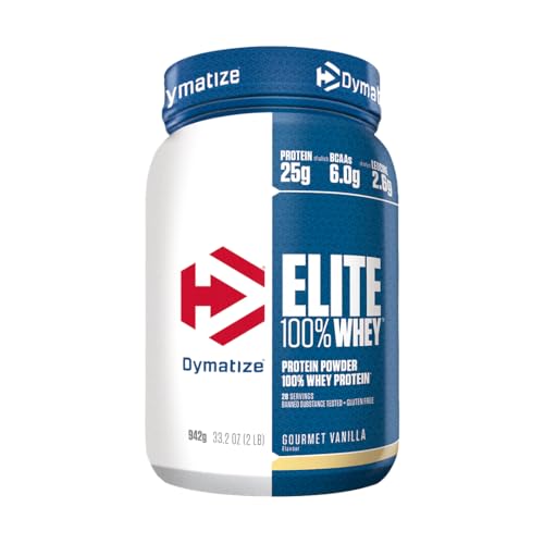 Dymatize Elite 100% Whey Gourmet Vanilla 942g   Pulverizador de adecuada Poteína y Baja Azúcar + Proteína de Suero y BCAA