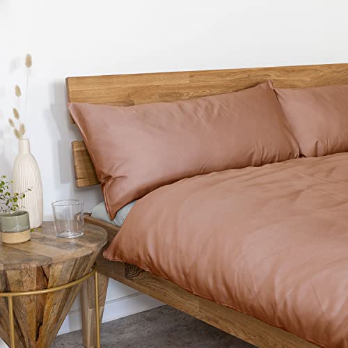 AGAPIE - Bambus Lyocell Kopfkissenbezug 80x40 cm - Rost-Braun, 100% Bio...