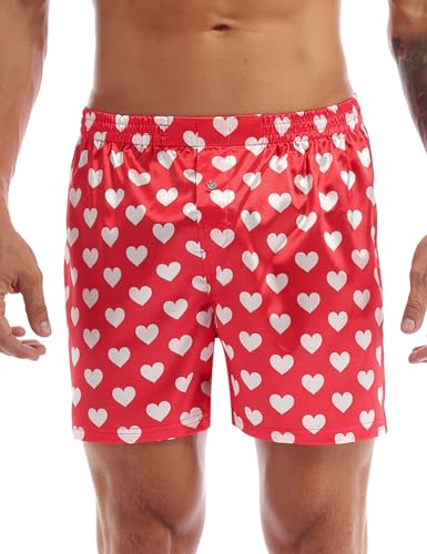Men's Silk Satin Boxer Shorts Frilly Shiny Lips Print Summer Bottoms Sport Shorts Boardshorts Underwear