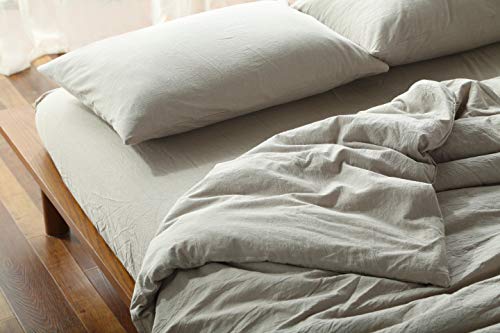 Image of F.Y.Dreams 100% Washed Cotton Duvet Cover for Weighted Blanket 48x72 inches with 16 Ties, Zipper on Long Side /Khaki /Just Duvet Cover