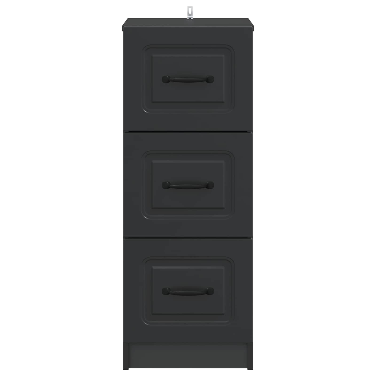 Schrank mit Schubladen, schwarz, 33 x 34,5 x 87 cm, aus technischem Holz | 3 Schubladen, ergonomische Griffe, rechteckiges Design, einfache Wartung, vielseitige Verwendung
