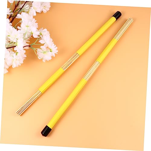 YARNOW 1 Par Baquetas de Madera para Batería, Cepillos para Jazz y Música Folk, Empuñadura Cómoda, Superficie Lisa, Color Amarillo miniatura 3