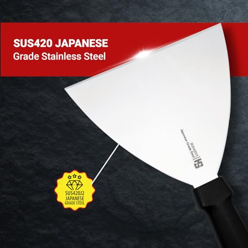 Image of HS 6 Inch Professional Scraper with Medium Handle | Japanese Grade | Stainless Steel for Commercial Use | Black | SUS420J2