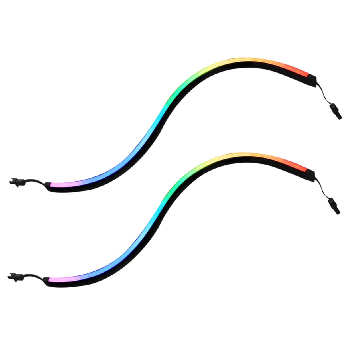 2 Pièces Barre Lumineuse de Châssis Rvb D'ordinateur Argb 400mm, Bande Lumineuse LED en Abs Noir, 28 Led, 5 V, Autocollants Adhésifs, pour Installation un Boîtier PC