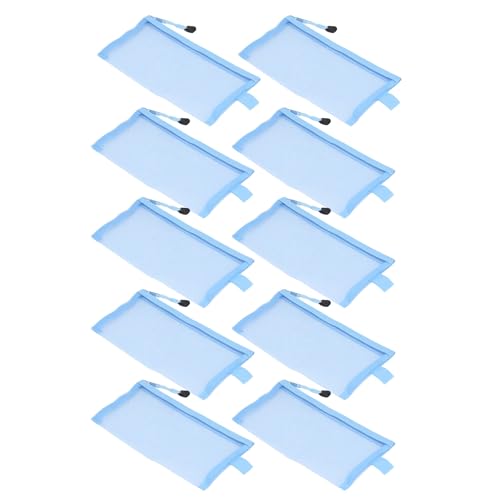 10 Bolsas de Malla de Nailon para Lápices con Cremallera Resistente a Desgarros A6, Carpetas de Documentos, Bolsas Organizadoras con Cuerda para Suministros de Oficina, (Azul)