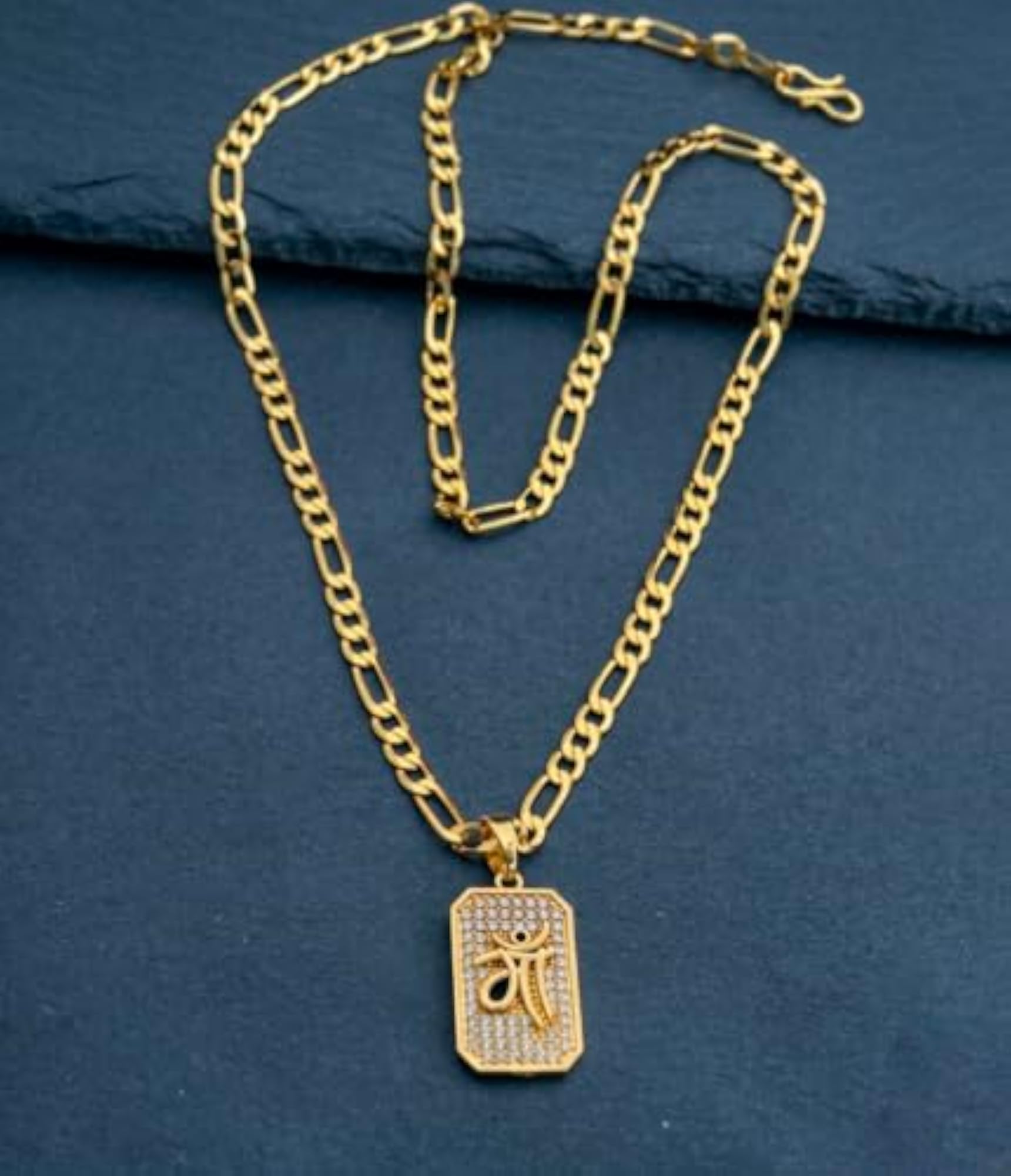 Men's Gold Plated Maa Symbol Pendant Chain Necklace